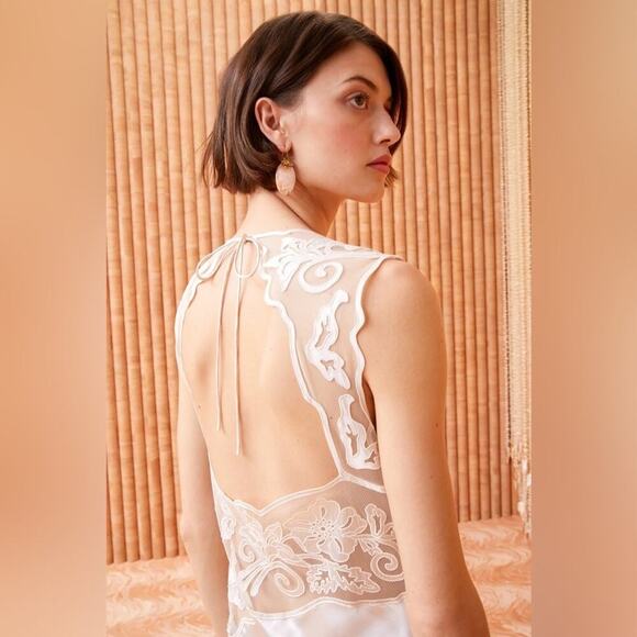 Ulla Johnson Kaia Cowrie Sheer Silk Lace Sleeveless Midi Dress Bride Bridal - Picture 4 of 14